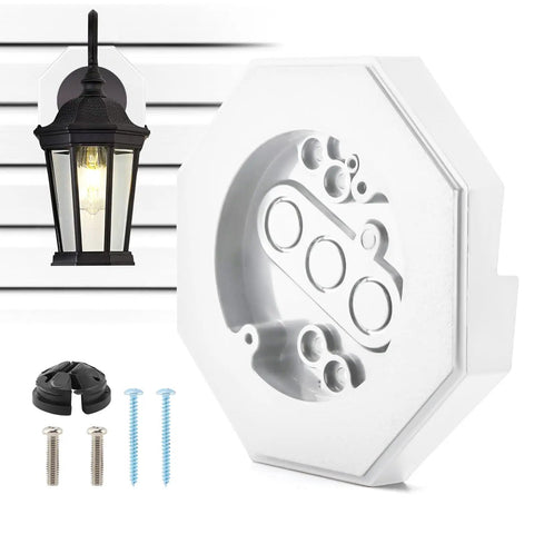 Vinyl Siding Mounting Block Kit With Built In Electrical Box For Outdoor Lighting Vertical Light Mount Blocks For Half Inch Lap Siding White Finish Easy Install No Fuss Exterior Light Mounting Bracket, white plastic kit with screws