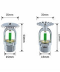 Built Different Fire Sprinkler Head For Kitchens And Offices Featuring Pendent Upright Mounts, showing brass and chrome details, sizes 35mm and 55mm.