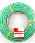 Top Shelf 25 Foot Twin Welding Hose Built Different For Propane Acetylene Projects Features Oil Resistant Grade T Rubber Core Plus Secure Bb Fitting Ends, green hose assembly.