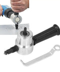 Pro Double Head Electric Metal Nibbler Cutter Portable Aluminum Alloy Nibbling Tool Adjustable For Stainless Steel Iron Sheet Metal Up To 2mm Precision Fabrication with handle and cutting head.