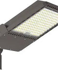400W LED Parking Lot Light with Slip Fitter, 5000K Daylight, 56,000 Lumen Output, angled view highlighting LED array and fixture design.
