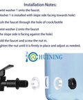 Universal Water Spigot for 5 Gallon Buckets and Barrels installation guide with faucet, washers, nut for easy install