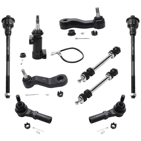 Front 13 Piece Suspension Kit For 2001 2010 Chevy Silverado 2500 HD And Avalanche 2500 Not For Rack And Pinion Steering Fits 3 Groove Pitman Arm Trucks with tie rods and ball joints