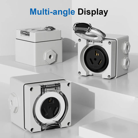 Heavy Duty Nema 10-30R Power Outlet Box For Dryers And Ranges 30 Amp 125 250 Volt ETL Listed with multi-angle display.