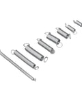 Kickstart Your DIY Hustle With This Epic 200 Piece Spring Assortment Kit Made From Tough C75 Galvanized Steel For Serious Auto Repair, Home Fixes And Creative Builds That Just Don't Quit. silver extension springs on white