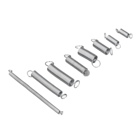 Kickstart Your DIY Hustle With This Epic 200 Piece Spring Assortment Kit Made From Tough C75 Galvanized Steel For Serious Auto Repair, Home Fixes And Creative Builds That Just Don't Quit. silver extension springs on white