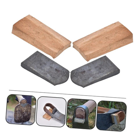 4 Piece Garden Hoe Head Fixer Replacement Parts Kit With Iron Pin And Wooden Handle for pro grade yard work, easy install