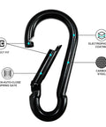 Heavy Duty 7 Inch Carabiner Clip For Camping And Outdoor Gear Large Spring Snap Hook Ideal For Hammocks Swing Sets Hiking Travel Weight Lifting And Home Gym Equipment Kinlink with open spring gate and electrophoretic coating showcased.