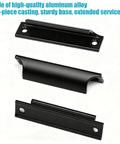 2 Pack Black Aluminum Alloy Modern Finger Pulls For Cabinets And Drawers 90mm (3.5 Inch) Overall Length With 76mm Center To Center Spacing