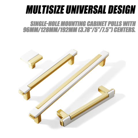 Set Of 10 White And Gold Cabinet Pulls For Kitchen Cabinets And Drawers Handles Zinc Alloy Hardware display
