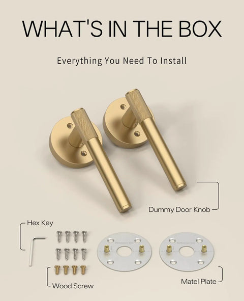 Two Pack Champagne Bronze Dummy Door Handles Set For Closets And Interior Doors Non Turning Lever With Knobs For French Doors Pantries And Double Doors Easy Install Classic Style That Pops In Any Room. 2 champagne bronze dummy levers with screws, hex key and plates