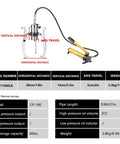 Heavy Duty Hydraulic Gear Puller With Hand Pump, 5 To 50 Ton Capacity, showing dimensions and specifications for precise use.