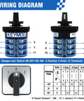 40A 660V Rotary Changeover Switch 3 Position 3 Pole 12 Terminals wiring diagram