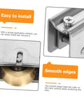 Rock Solid Heavy Duty Double Wheel Sliding Door Pulley Two Pack Stainless Steel Roller Kit showing smooth copper bearing and track.