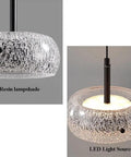 Resin Pendant Light, Gold 3 Color LED Hanging Fixture for Living Room with textured resin lampshade and LED light source.