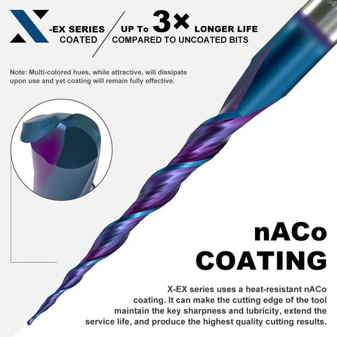 Boss Level Spiral Tapered Ball Nose Router Bit For CNC, 1/32 Inch Tip Radius With 1.5 Inch Cut Length, 1/4 Inch Shank, Naco Coated Carbide For No Sweat Machining And Ultra Smooth Finishing