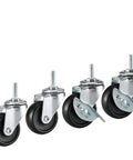 Heavy Duty 2 Inch Caster Wheels With 1/4-20 Threaded Stem Set Of 4 Durable Badass Rubber Treads For Slick Rolling On Wire Shelving Utility Carts And Shop Gear.
