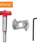 Vsharp hinge hole opener drill bit kit with red-tipped bit, metal cutter, and hex key
