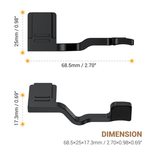 Dimensions of XT30III Pro Thumb Grip With Shutter Button For XT30II XT20 XT10 Mirrorless Cameras Metal Thumb Rest shown
