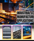 Industrial machinery sparking during manufacturing process; diverse applications.