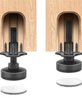 12 Pack Furniture Leveling Feet With Three Eighths Inch Thread And Adjustable Height, Floor Protectors, Wide Base To Stop Slipping And Scratches, Fits Tables, Chairs, Cabinets, No Sweat Install For Uneven Floors, black threaded base under wood furniture