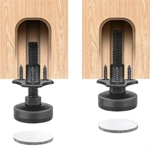 12 Pack Furniture Leveling Feet With Three Eighths Inch Thread And Adjustable Height, Floor Protectors, Wide Base To Stop Slipping And Scratches, Fits Tables, Chairs, Cabinets, No Sweat Install For Uneven Floors, black threaded base under wood furniture