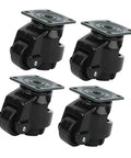 Heavy Duty Level-Adjust Caster Wheels Set, 4 pack nylon swivel casters for moving tables and heavy equipment, black color