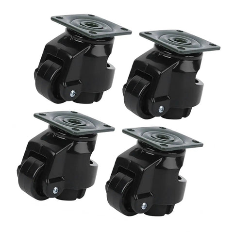 Heavy Duty Level-Adjust Caster Wheels Set, 4 pack nylon swivel casters for moving tables and heavy equipment, black color