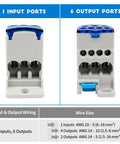 Two Pack Heavy Duty DIN Rail Power Distribution Block 80A With One Input Six Output Terminals Electrical Wire Connector Supports 14 To 6 AWG Wire For Home RV Marine Solar Automotive Industrial Wiring, 1 input 6 outputs