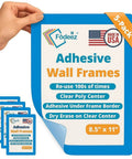 8.5 By 11 Inch Peel And Stick Adhesive Wall Frames Pack Of 5 In Blue with a hand displaying frame flexibility