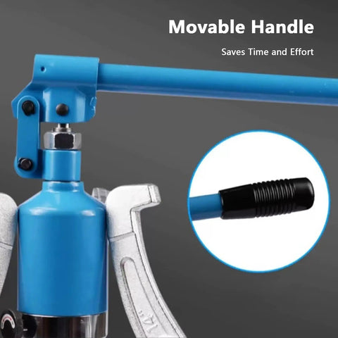 Close-up of movable handle on Beefy Hydraulic Gear Puller Kit With 2 And 3 Jaw Convertible Heads, showing grip detail.