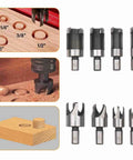 Real Deal Woodworking Plug Cutters Kit With Hex Shank Drill Bits And Countersink Bites For Hardwood Builds showcases steel cutters and plug sizes.