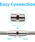 Sturdy Stainless Steel Shower Hose Extension Connector 1/2 To 1/2 No Leaks Fitting For Hooking Up Two Hoses G1/2 Inch Joint Display