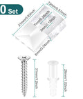 Pretty Slick Mirror Holder Clips With Screws For Effortless Frame And Cabinet Door Mounting Includes Thirty Clear Plastic Hanging Hardware Sets, showing sizes and design.