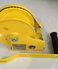 Heavy Duty Electric Hoist 2600 LB Manual Winch Hand Crank Self-Cranking Lifter With Steel Rope And Brake For Garage, Warehouse Shop Projects - yellow hand winch with handle.