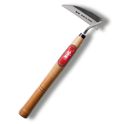 13 Inch Weeding Sickle Nejiri Kama - Pro-Grade Japanese Hand Weed Puller with oak handle and sharp blade for precise gardening