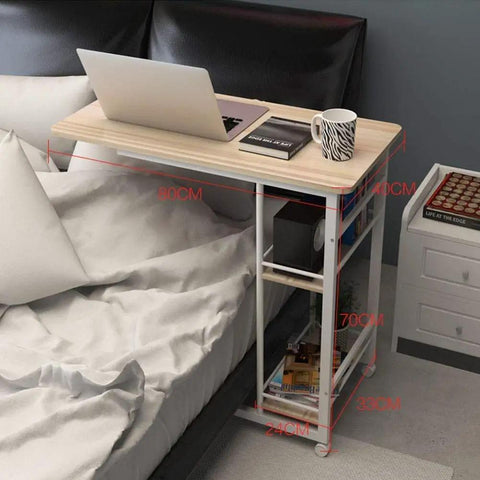 Heavy Duty Mobile Overbed Laptop Desk With Wicked Smooth Lockable Casters Reinforced Steel Build, dimensions shown.