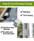 Greenhouse Glass Clamps Stainless Steel Sprung G Clamp Set 50Pcs Plant Fasteners For Climbing Vines Garden Holder Glazing Clips Easy Secure Maintenance, stainless steel clamp close-up