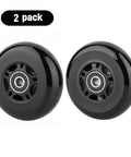 Heavy Duty Universal Luggage Replacement Wheels 64x24mm Dead Silent PU Caster With ABEC Nine Bearings And 6mm Axle, 2 pack view.