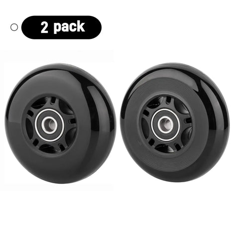 Heavy Duty Universal Luggage Replacement Wheels 64x24mm Dead Silent PU Caster With ABEC Nine Bearings And 6mm Axle, 2 pack view.