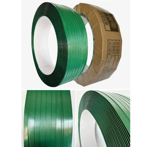 Heavy Duty Polyester PET Strapping Rolls For Packaging And Bundling, Green PET Strapping, Go To Cargo Tie, 1200m Roll