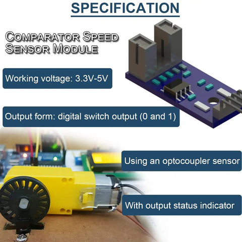 Speed Sensor Module LM393 Comparator Slot Type IR Optocoupler for motor speed detection, 3V to 5V, Arduino compatible, ten pack