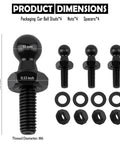 Car Ball Stud Kit 10mm With Spacers And Nuts For M6 Thread Gas Struts Lift Support Critical Connecting Parts For Your Ride Heavy Duty Four Pack Replacement Ball Studs And Nuts, 10mm black steel, 1.3 inch