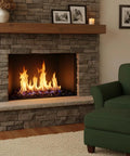 Fireplace with Diamond Fire Glass 10 Lbs 1 Inch High Luster Pro Grade Reflective Fire Pit Glass Rocks For Propane And Natural Gas Pits Fireplace And Landscape Onyx Black Lit Day And Night