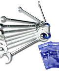 Metric 10 Piece Mini Wrench Set With Open End And Box End Handles From 4mm To 11mm with storage pouches visible
