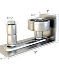 Stainless Steel Sliding Barn Door Floor Guide Wall Mounted Flush Mount Stay Roller With Bottom Adjustable Roller, dimensions shown.