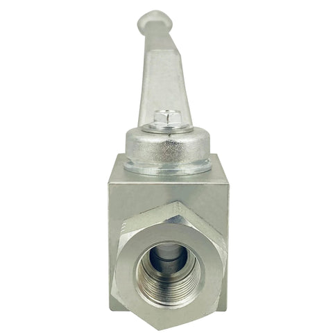 Autovo hydraulic 3/8 in NPT ball valve, 2-way, high-pressure 7250 PSI, metal body, front view