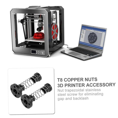 3D printer with laptop and 2-Pack Stainless Steel T8 Lead Screws With Copper Nuts for precise pitch and reliable prints