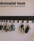 14 Inch Wall Key Holder With 10 Hooks Two Sets Metal Key Rack Wall Mount For Keys Bags Leashes And Accessories No Fuss Decorative Organizer For Entryway Hallway Living Room Black