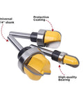 Dish Carving Router Bit Set With Ball Bearing Three Piece One Quarter Inch Shank Bowl And Tray Template Bits For DIY Woodworking